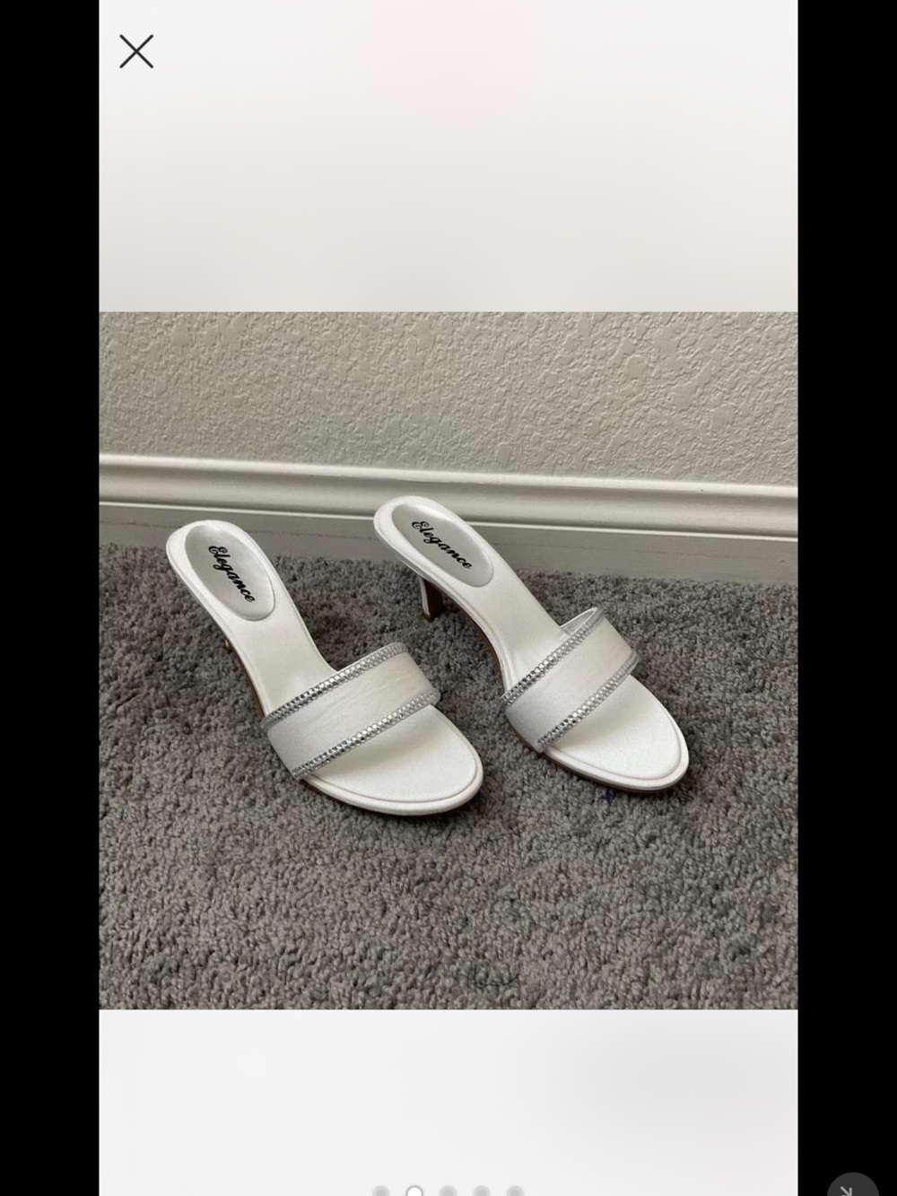 White Rhinestone-Trim Mules - Picture 2 of 5